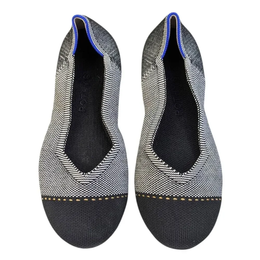 Rothy's The Flat Grey Mist Cap Toe EUC Size 7  S3546